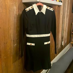 Karen Millen, Military Style Collared Ponte Mini Dress, Black